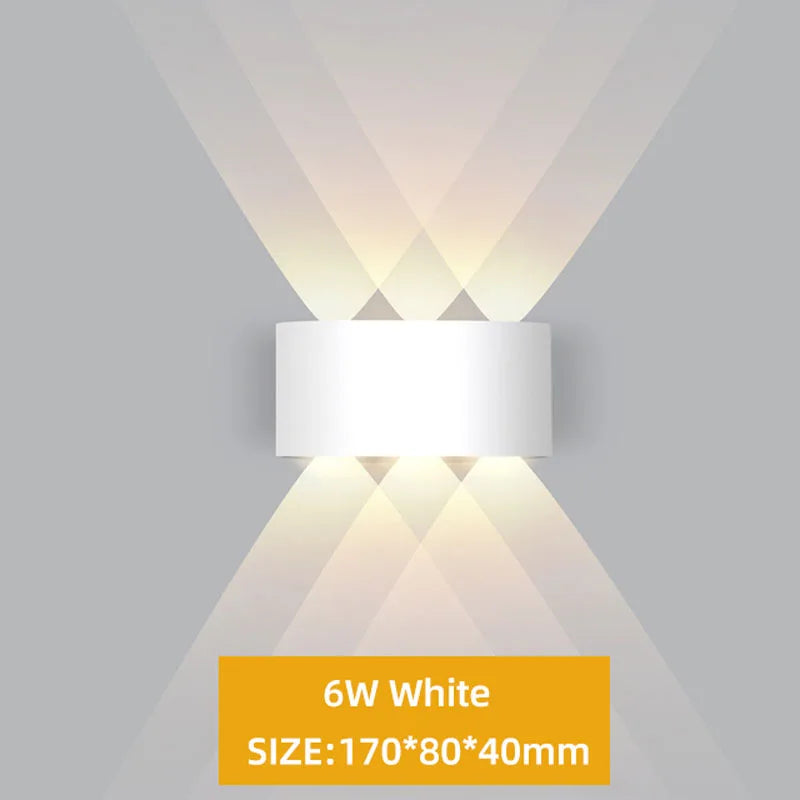 ចង្កៀងជញ្ជាំងខាងក្នុង LED 4W/6W/8W/10W/12W ការពារទឹកជ្រាប IP65 ចង្កៀងជញ្ជាំងអាលុយមីញ៉ូម ចង្កៀងសួនច្បារសម្រាប់បំភ្លឺបន្ទប់ទទួលភ្ញៀវ ជណ្តើរ