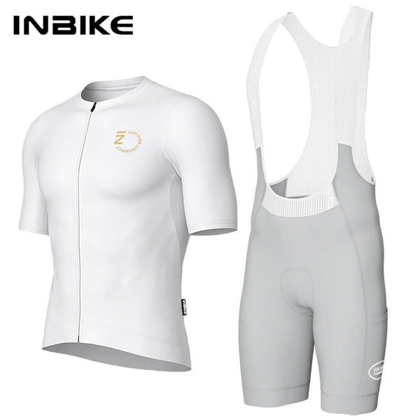 INBIKE Men's Cycling Jersey Set Summer Biking Clothing Road Bike Jersey Short Sleeves Breathble Bib Shorts Pants Padded for Men