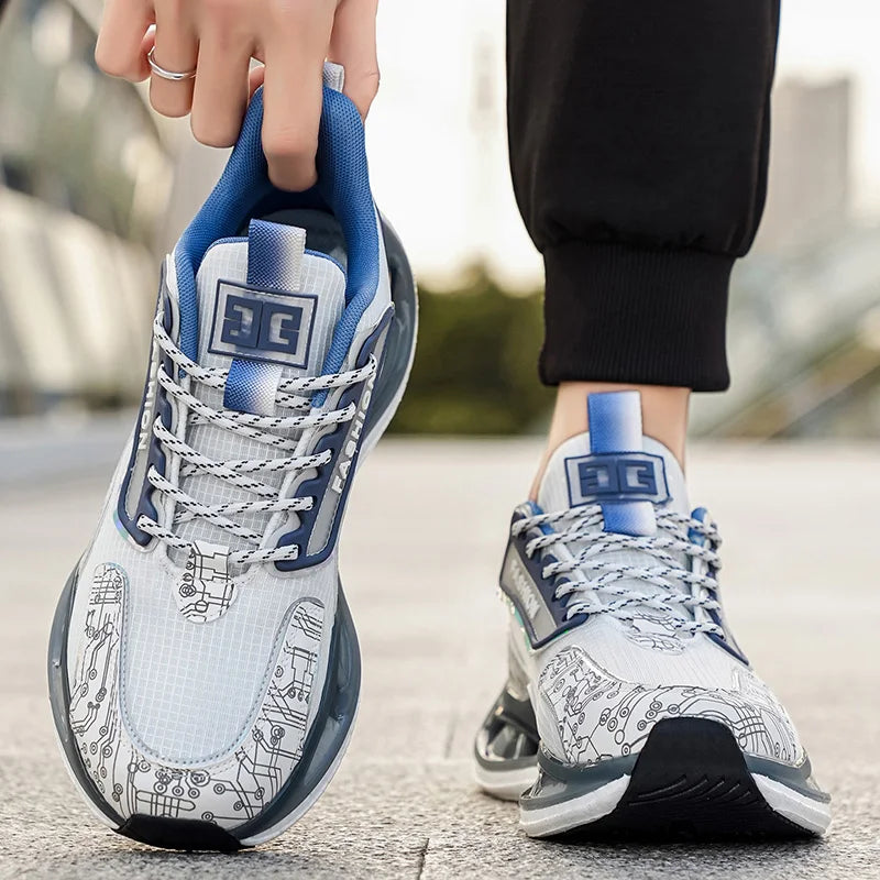Men's Shock-Absorbing Light Casual Sneakers Spring Summer Soft-Sole Breathable Outdoor Racing Running Shoes Student Speed Sports