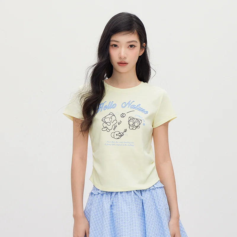 Semir Women Tshirt Short Length Slim Fit Standard Shoulder Funny Stylish Slim 2026 Summer Casual Fashion Top