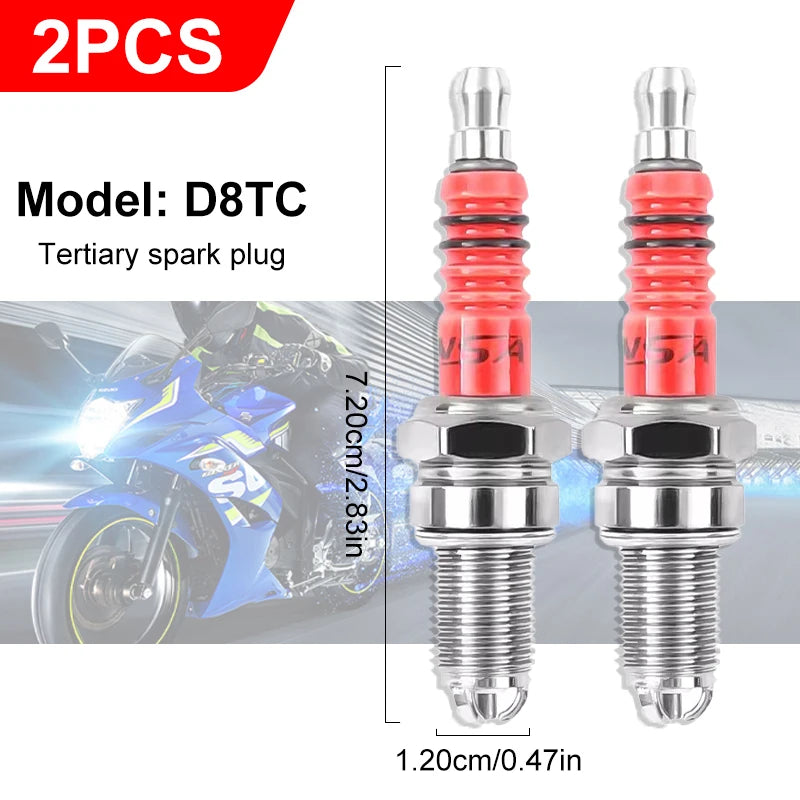 SEAMETAL 1/2/4PCS 3 Electrode Racing Spark Plug A7TC D8TC Triple Spark Plugs for ATV Scooter Dirt Bike Motorcycle Accessories