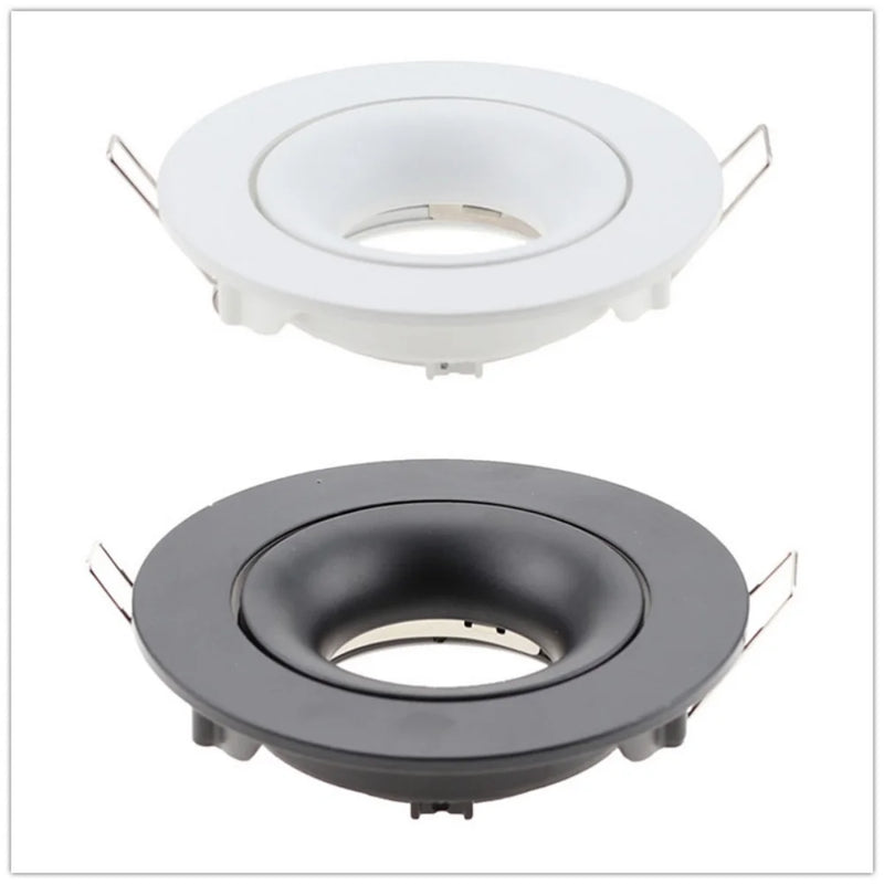 Round Square Recessed Downlight Black White GU10 MR16 Spotlight Bulb Socket Mounting Ceiling Spot Lights Lamp Frame Lamp Holder