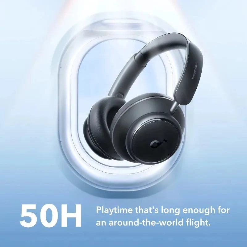កាសស្តាប់ត្រចៀកឥតខ្សែ Soundcore Original Space Q45 ប៊្លូធូសឥតខ្សែ ANC កាសស្តាប់ត្រចៀក LDAC HiRes ដែលអាចកាត់បន្ថយសំឡេងរំខានបាន 50 ម៉ោង