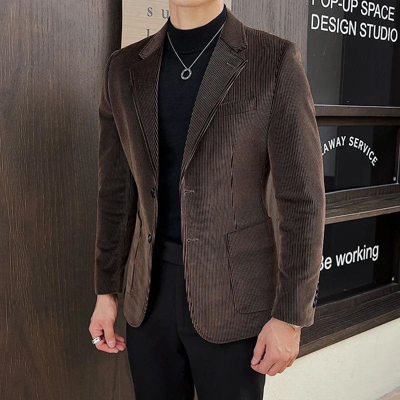 Luxury Men's Solid Color Fashion Jacket Elegant British Wedding Suit Spring and Autumn Men's Jacket