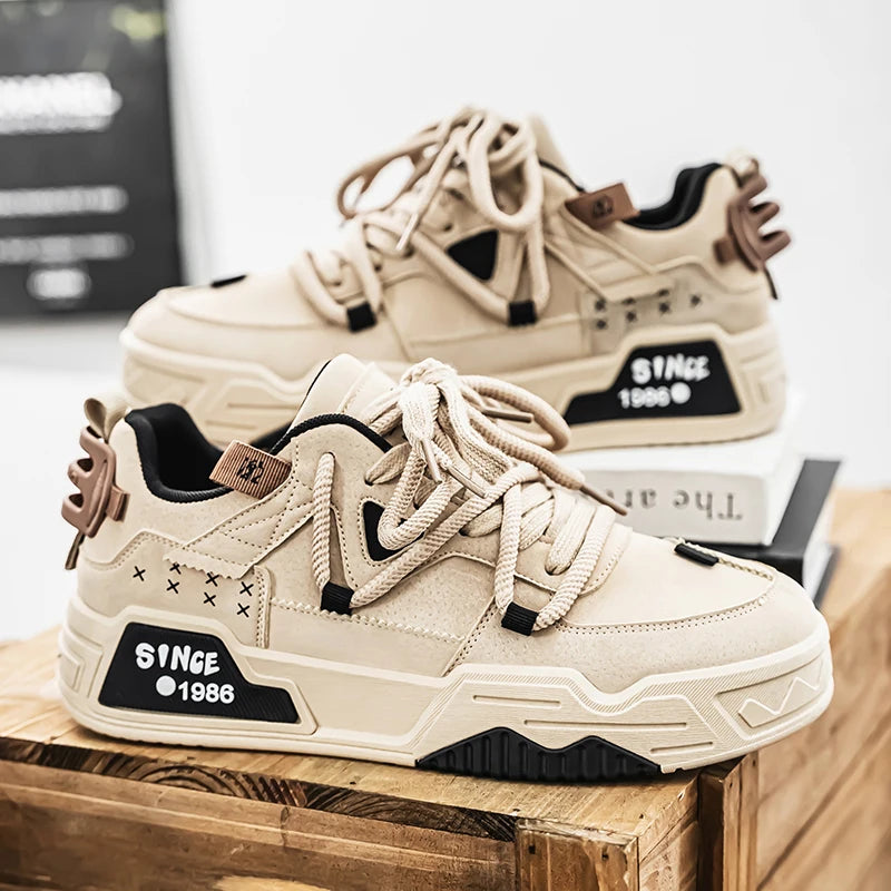 Men's shoes four season new thick bottom shoes fashion casual shoes student flat shoes non-slip soft sole outdoor walking shoes
