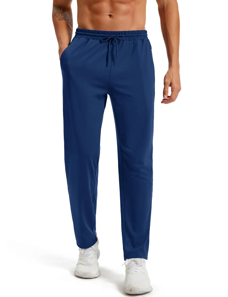 TACVASEN Men's Lightweight Joggers Stretch Tapered Sweatpants Zipper Pockets Sport Bottoms Workout Gym Running Athletic Pants