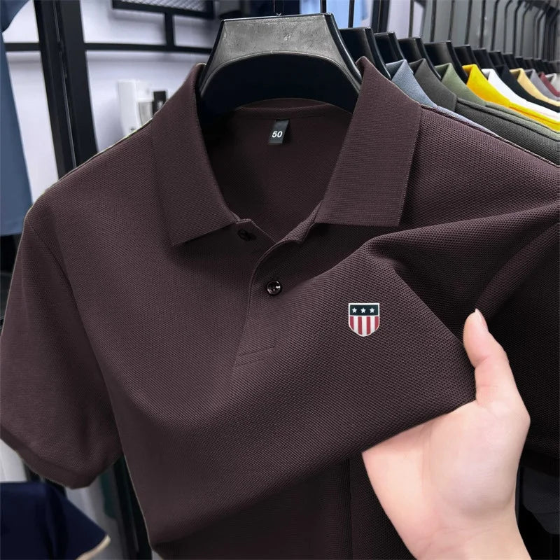 High-End Luxury Man T-Shirt Polo Shirt Lapel Button Pattern Printing Various Colors British Style Summer Leisure Golf Men's Wear