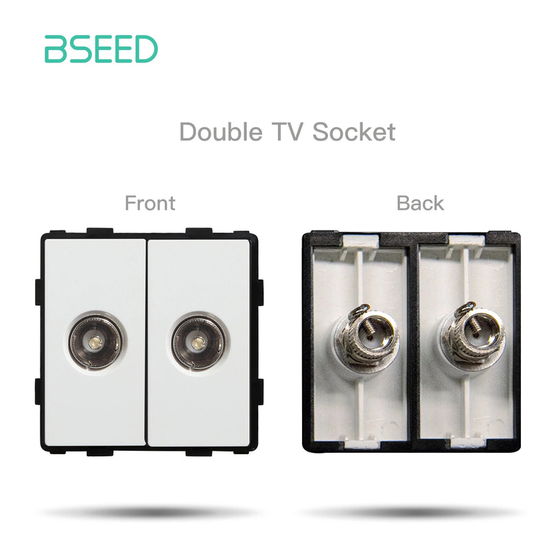 BSEED Wall Power Outlets Plastic Panel Parts White USB CAT5 Internet TV ST Function With Wall Socket EU Standard DIY Combination