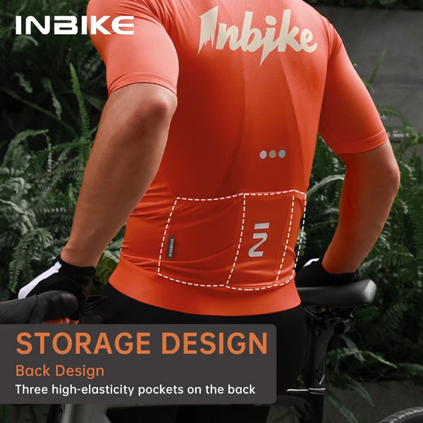 INBIKE Men's Cycling Jersey Short Sleeve Slim Fit Breathable Bike Shirt for Men Road Bike Jersey Biking Clothing Bicycle Shirts