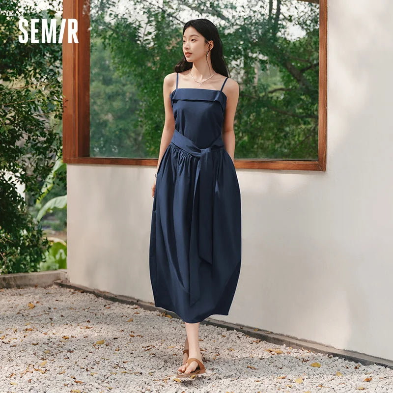 Semir Women Dress Bowknot Solid Tube Sling French Style Dress 2026 Summer Elegant