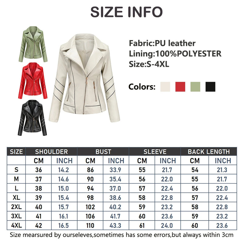Red PU Faux Leather Jacket Women Fashion Casual Biker Jackets Outwear Female Tops Spring and Autumn Black Leather Jacket Coat