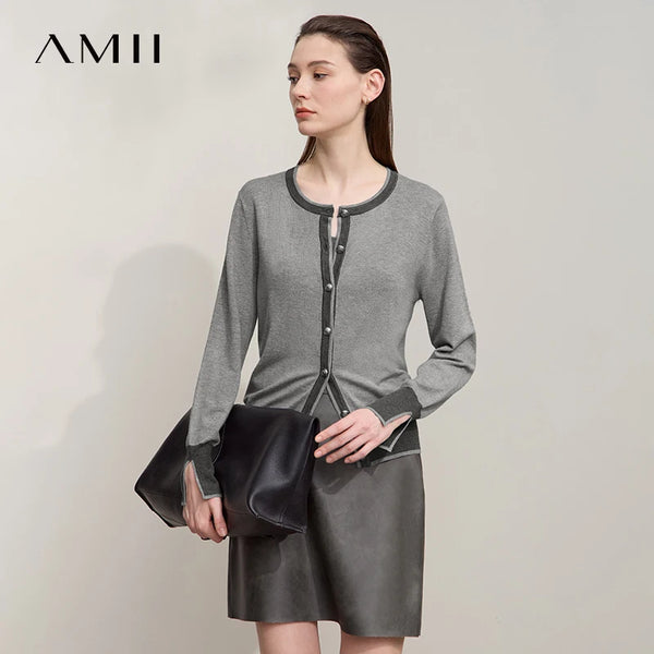 អាវក្រៅ AMII សម្រាប់ស្ត្រី រដូវស្លឹកឈើជ្រុះ ឆ្នាំ២០២៦ អាវថ្មី អាវក្រៅស្រី រចនាបែបឆើតឆាយ កអាវត្រង់ ប៉ាក់បែបសាមញ្ញ សម្លៀកបំពាក់ស្ត្រី 12523139