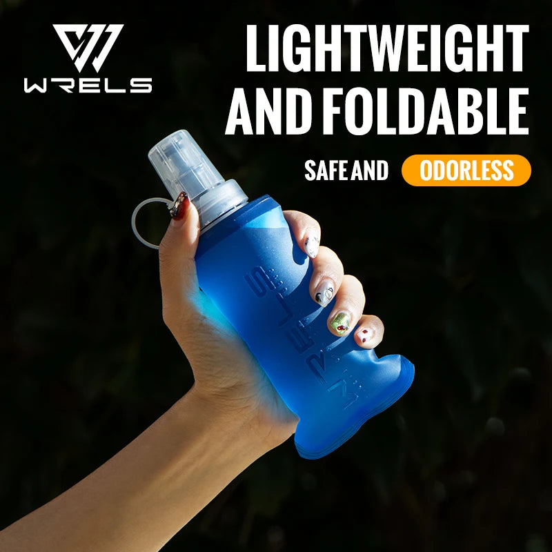 WRELS Running Water Bottle Soft Flask Folding Collapsible Water Bottle TPU BPA-Free Camping Hiking Travel Folding Water Bottle