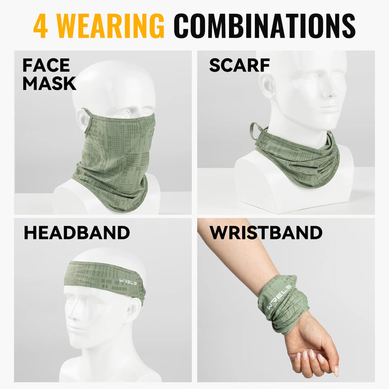 WRELS Balaclava Neck Gaiter Ice Silk Cooling UV Protection Face Mask Summer Scarf Bandana Earloop Breathable Sunscreen Fishing