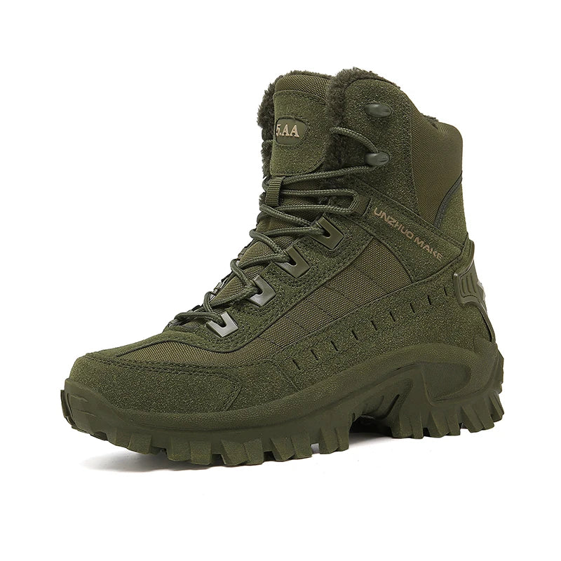 Men's tactical training boots winter light warm velvet jungle combat boots outdoor anti-slip comfort walking hiking casual boots