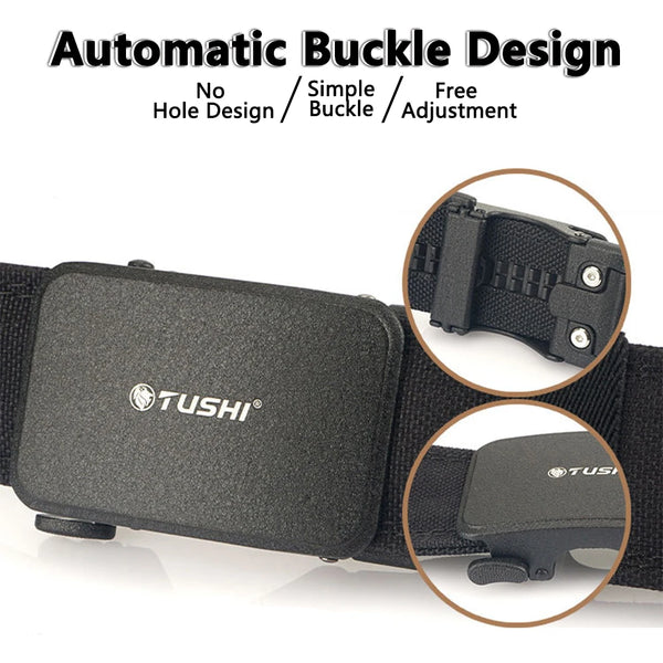 TUSHI New Hard Tactical Belt for Men Metal Automatic Buckle IPSC Gun Belt 1100D Nylon Military Belt Outdoor Sports Girdle Male