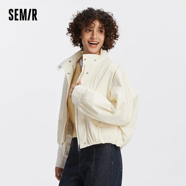 អាវធំ Semir សម្រាប់នារី កអាវឈរ ដៃអាវមូល ស្មាធ្លាក់ ស្ទីលធម្មតា សម្លៀកបំពាក់ក្រៅរដូវស្លឹកឈើជ្រុះ 2026