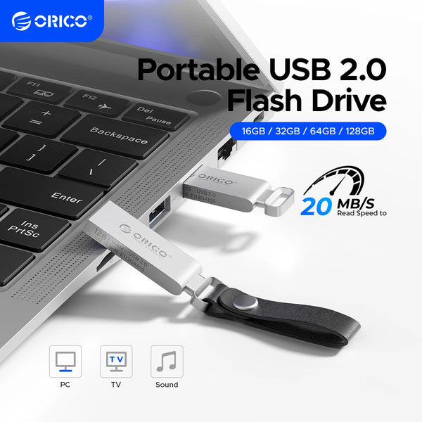 ORICO USB2.0 3.0 Mini USB Flash Drive Metal Thumb Drive Memory Stick Zinc Alloy with Sturdy Lanyard OTG for Car Computer Office
