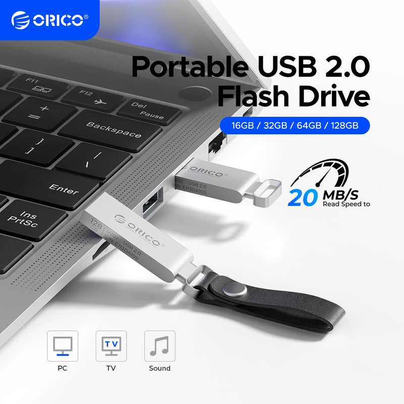 ORICO USB2.0 3.0 Mini USB Flash Drive Metal Thumb Drive Memory Stick Zinc Alloy with Sturdy Lanyard OTG for Car Computer Office