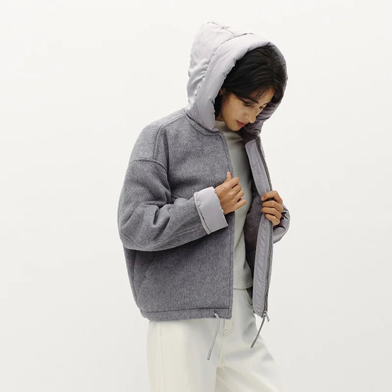 Semir Women Jacket PU Faux Leather Faux Shearling Panelled Design Oversized Fit 2026 Winter Comfort Fit Warm Outerwear