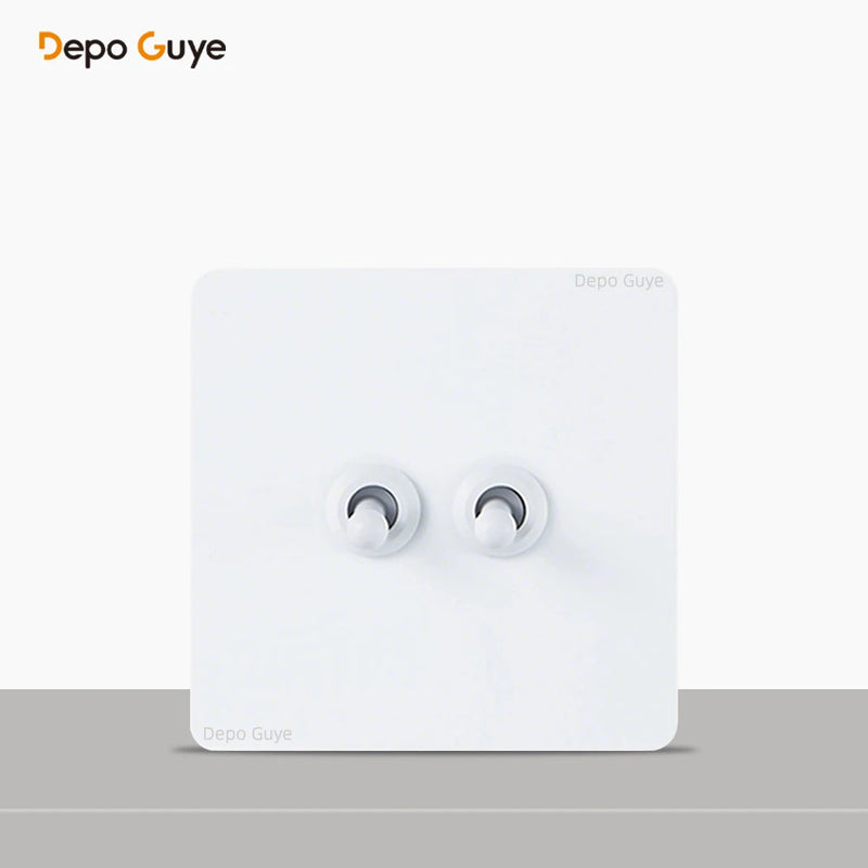 86 Type Retro Wall Momentary Reset Switch Brass Lever 1-4 Gang Bronzed Antique Switches Stainless Steel Panel For Home
