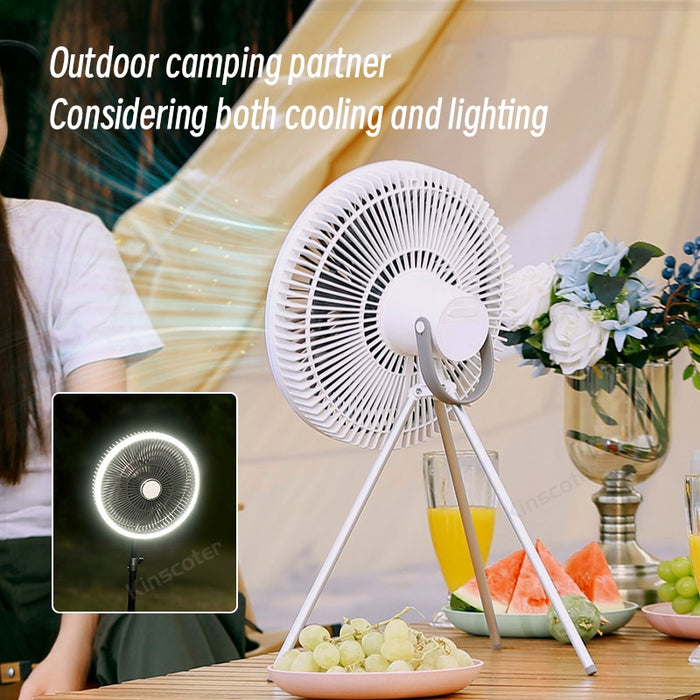 LED Light Tripod Stand Desktop Fan Portable Camping Fan Rechargeable Multifunctional Mini Fan USB Outdoor Camping Ceiling Fan