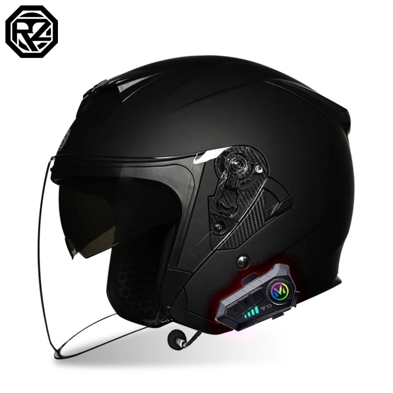 Motorcycle helmet dual lens Capacite De Moto helmet half face summer cool Casco Moto Street four season Bluetooth helmet