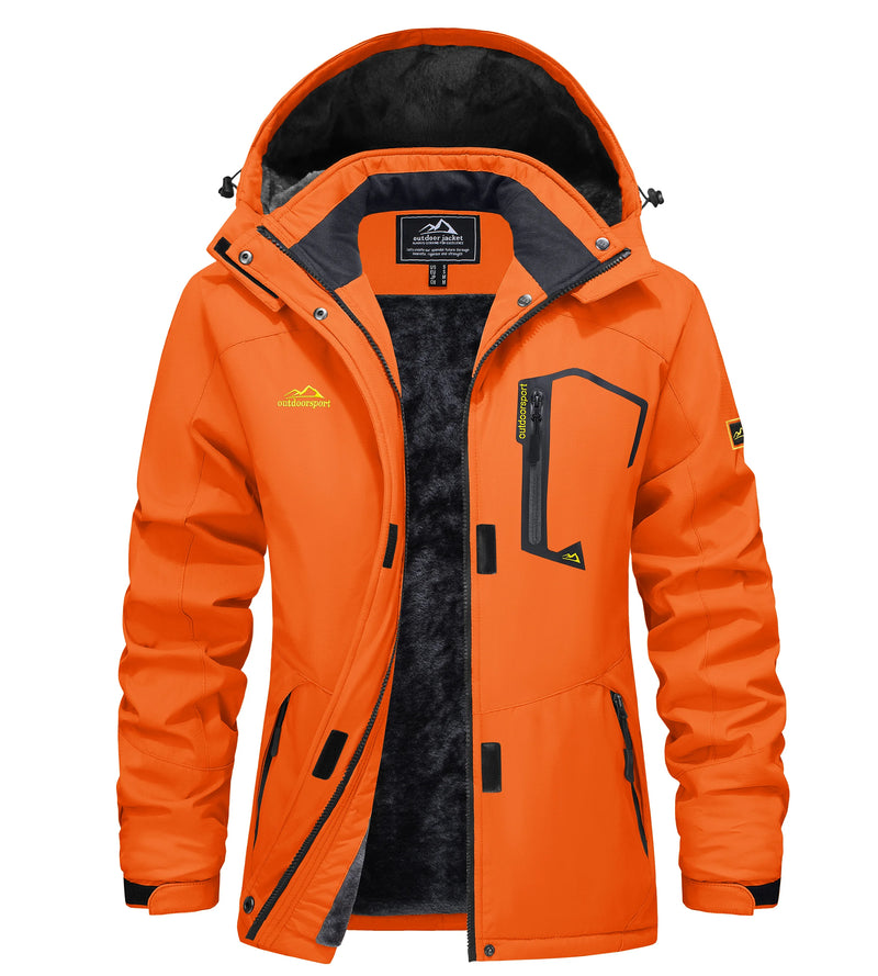 TACVASEN Women Winter Waterproof Ski Parka Jacket Thermal Fleece Windproof Casual Work Jacket Padded Snow Down Coat With Pockets