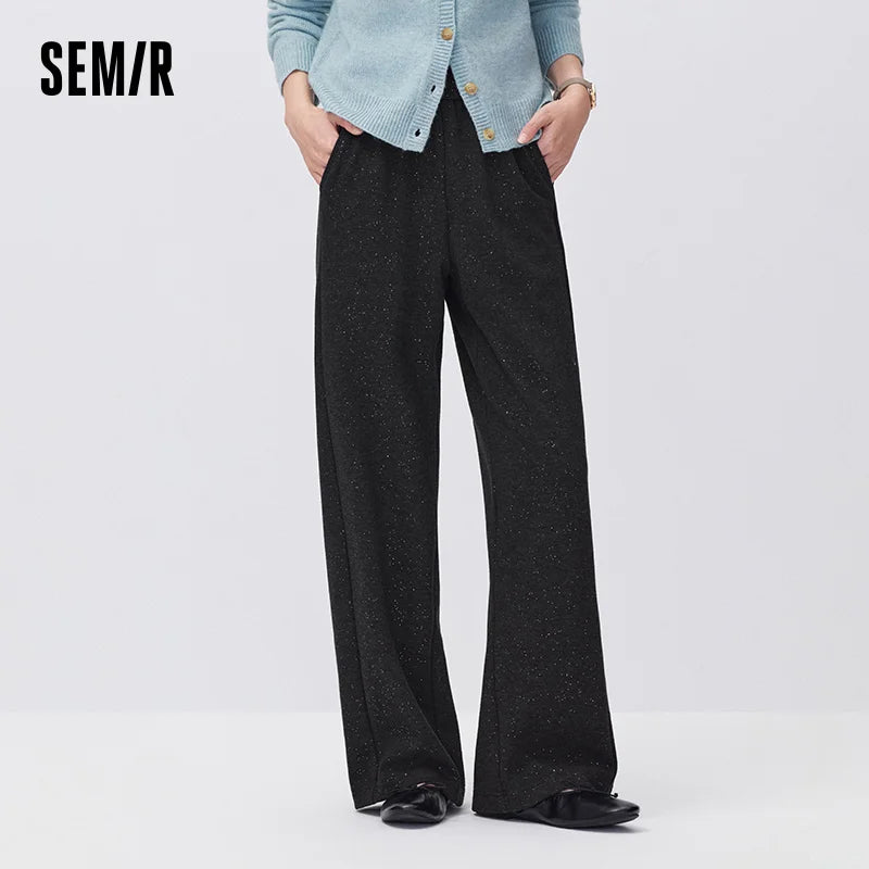 Semir Women Casual Pants Metallic Detail Modern Style Wide Leg 2026 New Winter Daily Wear Urban Casual Style Everyday Wardrobe