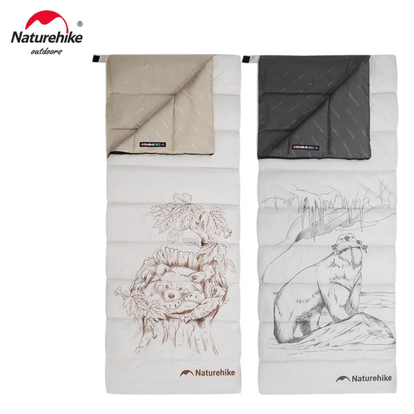 Naturehike M300 Splicing Double Sleeping Bag Envelope Ultralight Camping Hiking Supplies Cotton Spring Print Equipment Windproof
