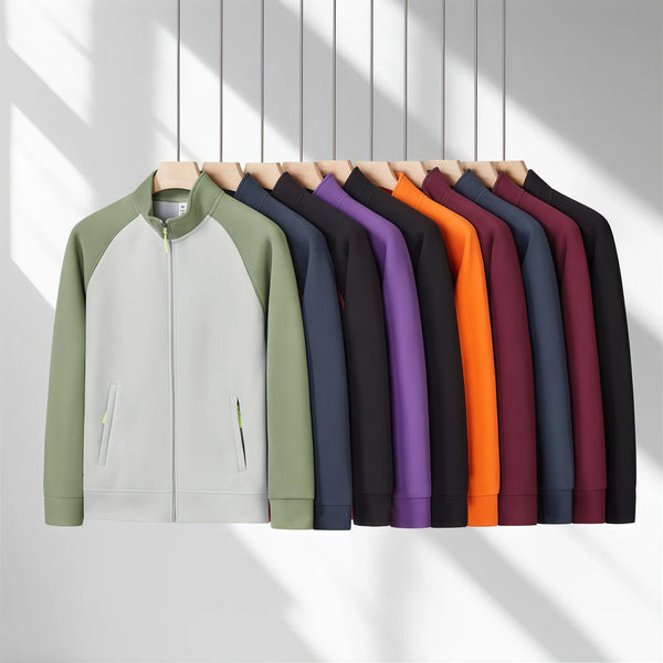 Autumn and Winter New Arrival zipper work jacket Custom-made polar fleece two-color stand-up collar hoodie with logo printing