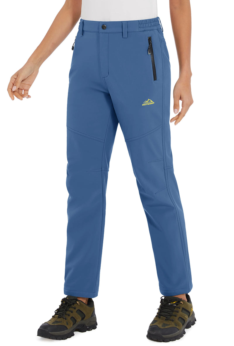TACVASEN Womens Winter Waterproof pants Fleece Lined  Softshell Trousers With Zipper Pockets Thermal Cargo Outdoor Ski Pants