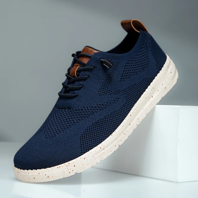 Men's Mesh Brogue Casual Sneakers Wide Toe Box Breathable Knit Upper Lace-Up Summer Lightweight Comfort Shoes Big Size 48 49 50