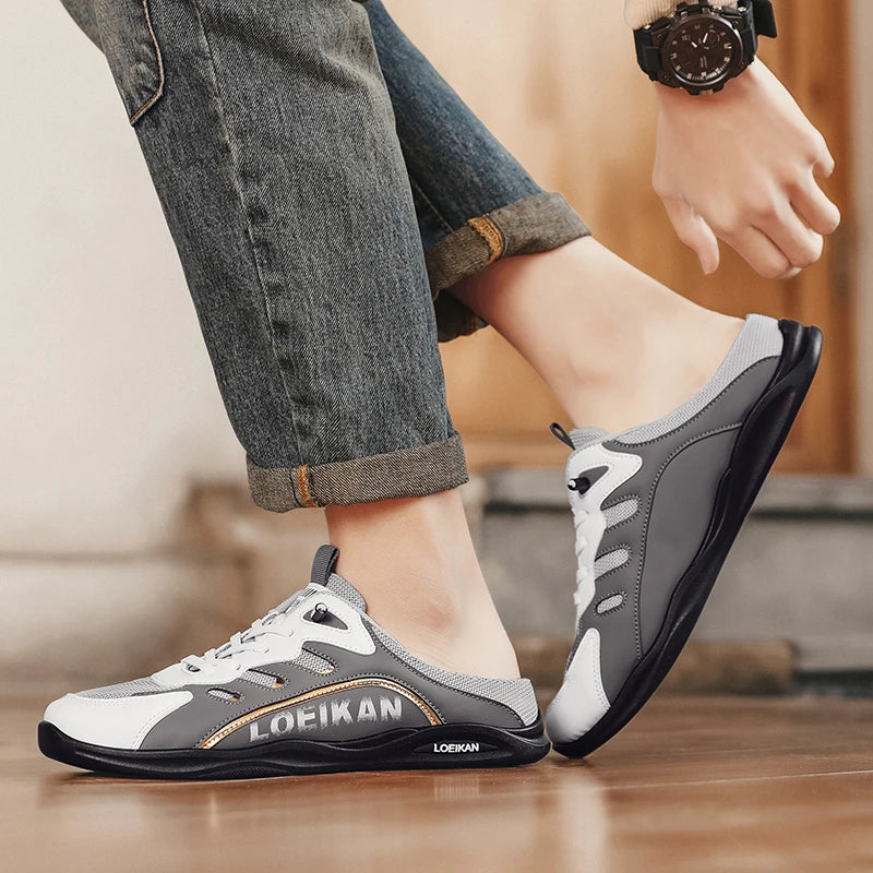 Men's plus size casual mesh slippers summer breathable non-slip walking shoes fashion Baotou comfortable outdoor sports sandals