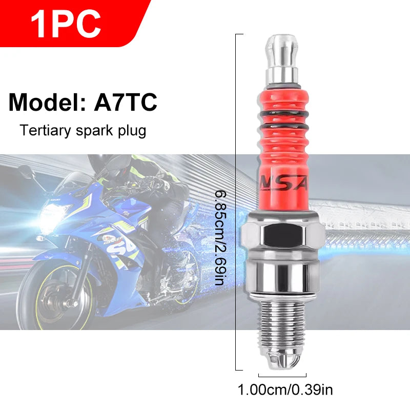 SEAMETAL 1/2/4PCS 3 Electrode Racing Spark Plug A7TC D8TC Triple Spark Plugs for ATV Scooter Dirt Bike Motorcycle Accessories