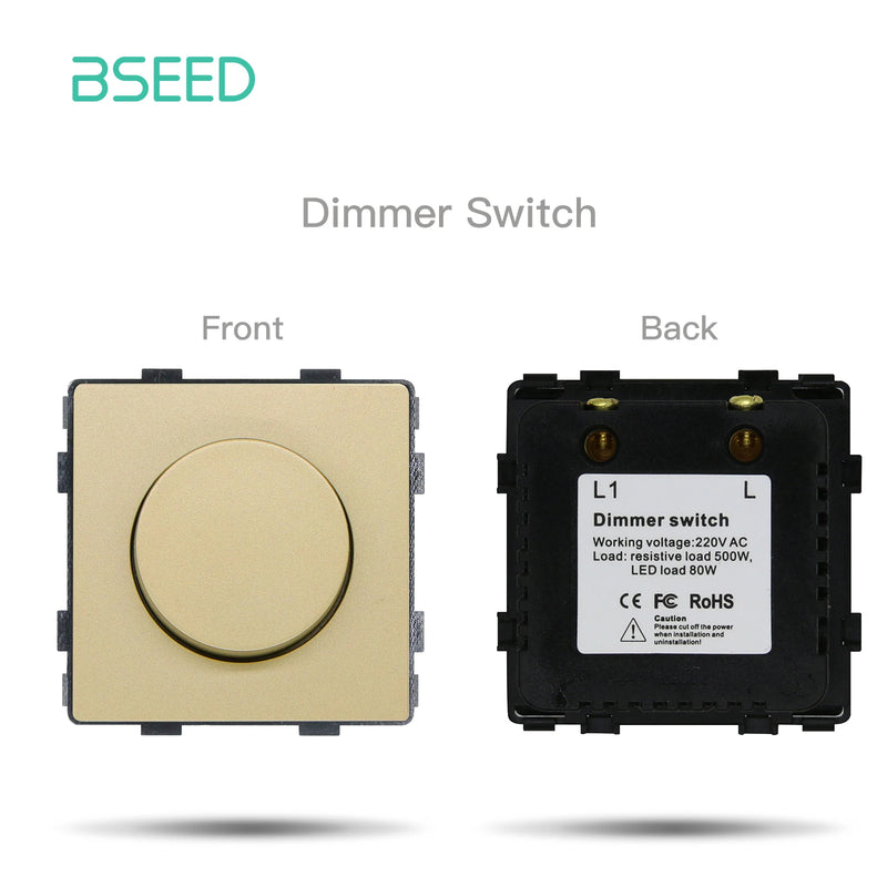 BSEED Mechanical Button Switch 1/2/3Gang 1/2Way USB Type-C Charge Port Wall Power Outlet DIY Function Part Plastic Frame Only