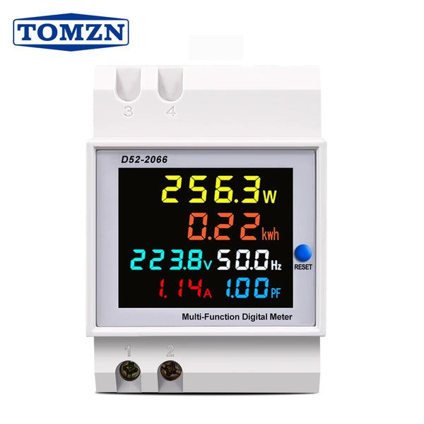 TOMZN 6IN1 DIN Rail AC Monitor 110V 220V 380V 100A Voltage Current Power Factor Active kWh Electric Energy Frequency Meter
