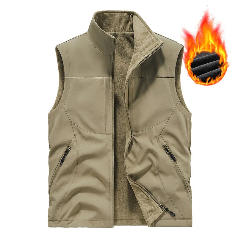 2025 Double-Sided Wear Polar Fleece Vest Outdoor Casual Style Large-Sized Loose Sleeveless Warm Men's Vest Autumn Winter