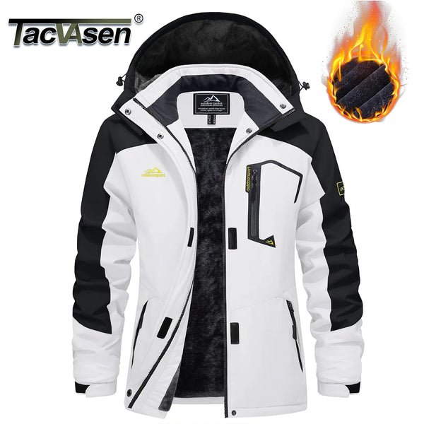 TACVASEN Women Winter Waterproof Ski Parka Jacket Thermal Fleece Windproof Casual Work Jacket Padded Snow Down Coat With Pockets