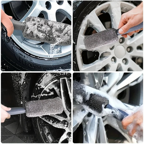 SEAMETAL 11pcs Microfiber Car Cleaning Kit Upgrade Car Wheel Tire Brush Sponge Towel Detailing Mitts Clean Pads with Storage Bag