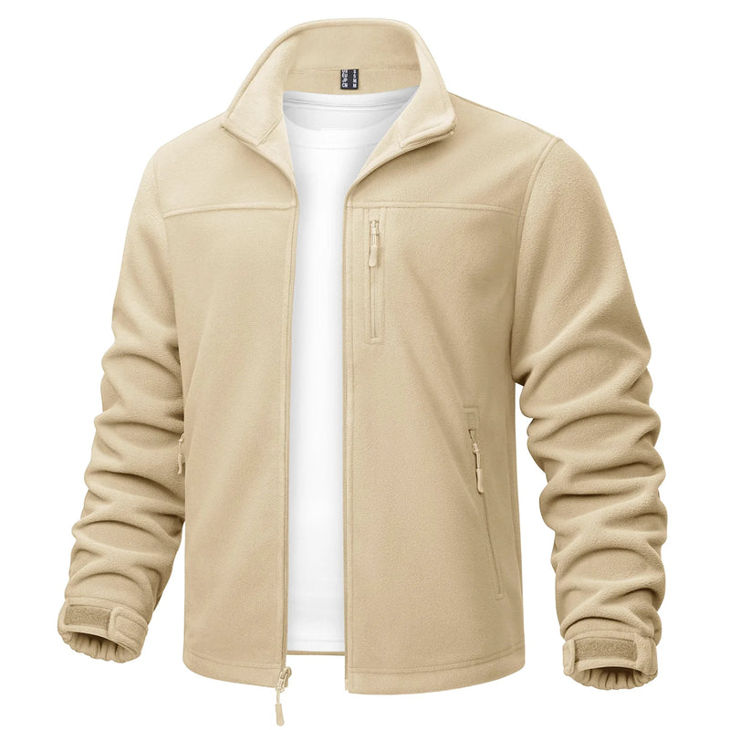 TACVASEN Stand Collar Fleece Jackets Mens Thermal Warm Full Zip Work Jacket Outdoor Trekking Hiking Jackets Windbreaker