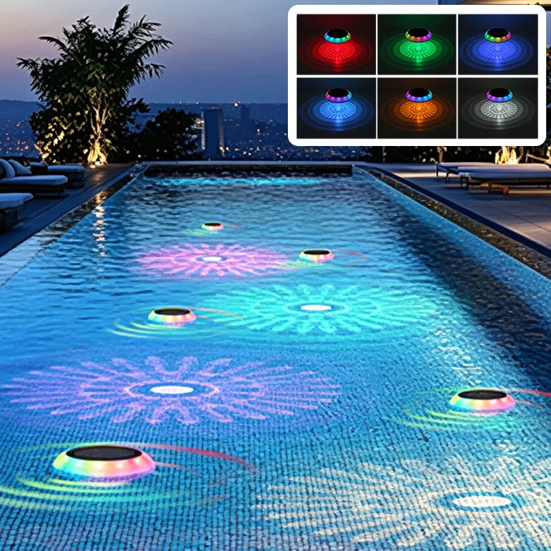 ភ្លើងអាងហែលទឹក LED 5050RGBWC ភ្លើងអាងហែលទឹកអណ្តែតទឹកដើរដោយថាមពលព្រះអាទិត្យ ភ្លើងអាងងូតទឹក ភ្លើងអណ្តែតទឹក LED សម្រាប់អាងហែលទឹកលើដី