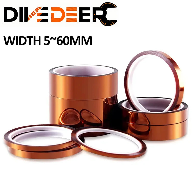 DIVEDEER 3D Printer Parts High Temperature Resistant Heat BGA Kapton Polyimide Insulating Thermal Insulation Adhesive Tape