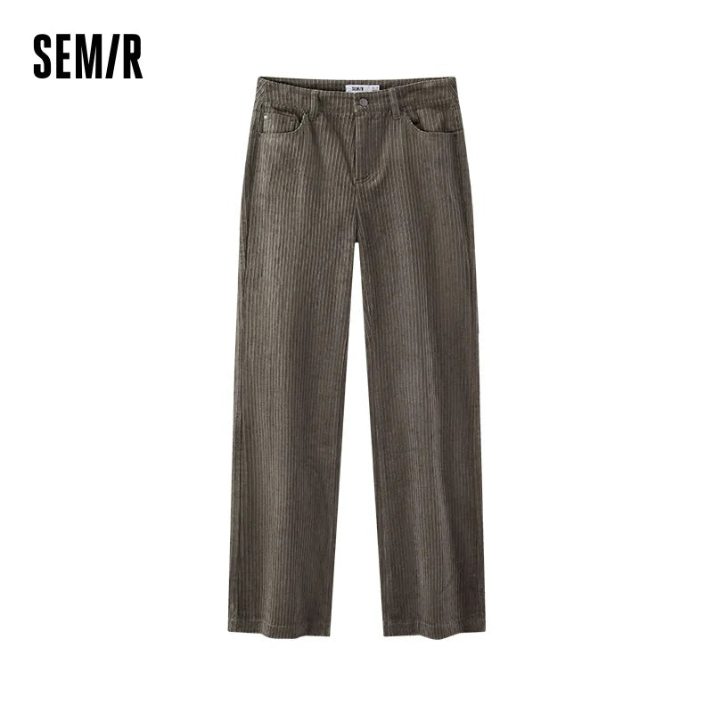Semir Casual Pants Women Winter Textured Corduroy Micro-Flared Bell Bottoms 2025 New Retro Khaki Long Pants Women'S Clothing