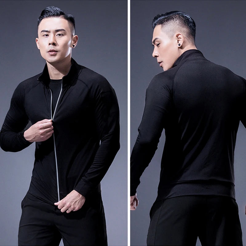 2026 NEW Men's Long Sleeve Full Zip Sports Jacket Running Workout Training Jogging Sweatshirt for Gym Fitness Athletic Wear