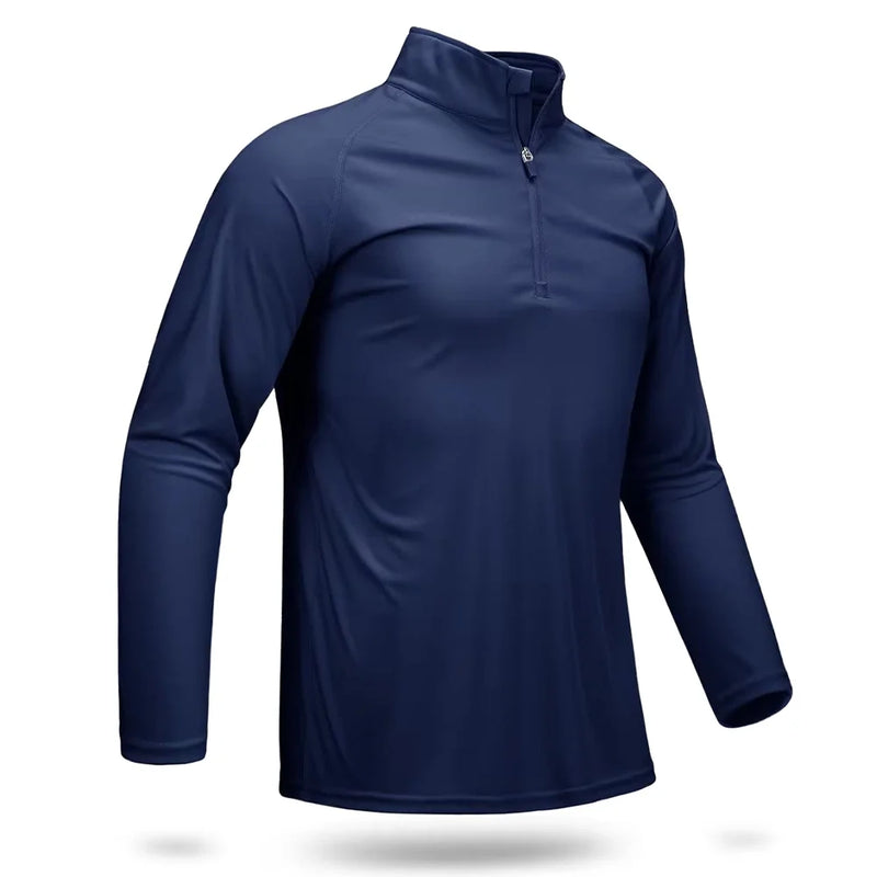 TACVASEN UPF 50+ T-shirts Men's 1/4 Zip UV Protection Long Sleeve T Shirts Fishing Hiking Performance Tee Shirts Pullover Tops