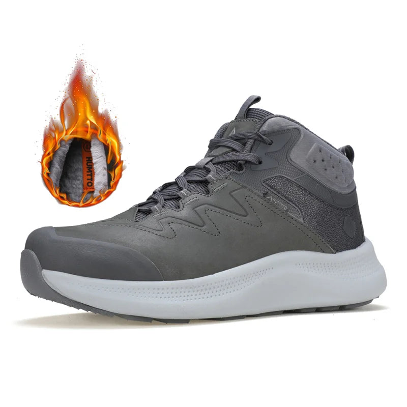 HUMTTO Outdoor Anti-slip Hiking Boots Men Mountain Sneakers Winter Keep Warm Trekking Shoes Genuine Leather Camping Sports Shoe