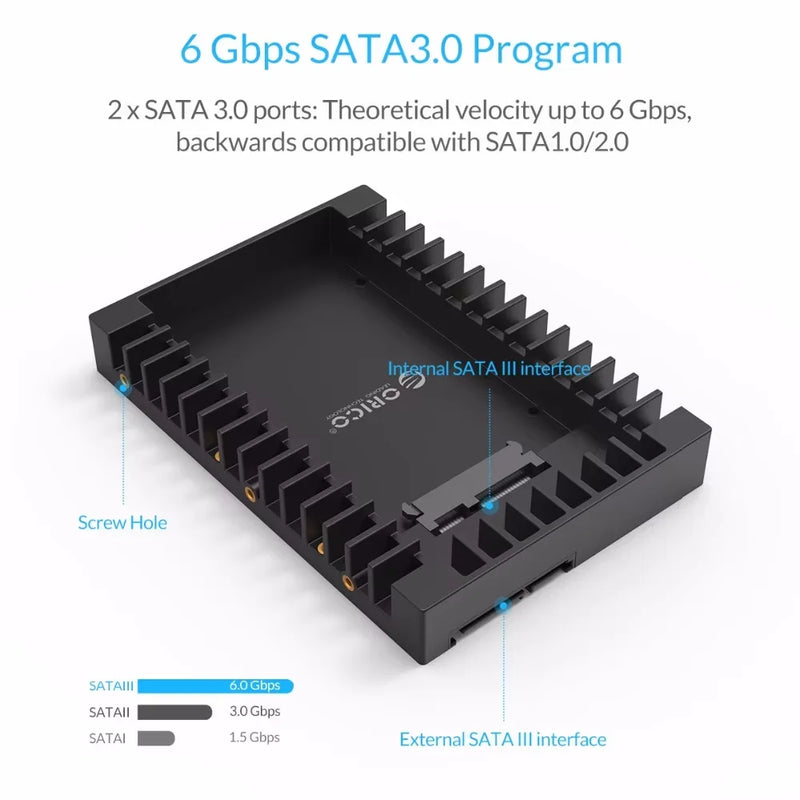 ORICO Hard Drive Caddy 2.5 to 3.5 Support SATA 3.0 To USB 3.0 6Gbps Support 7 / 9.5 /12.5mm 2.5 inch SATA HDDs and SSDs (1125SS)