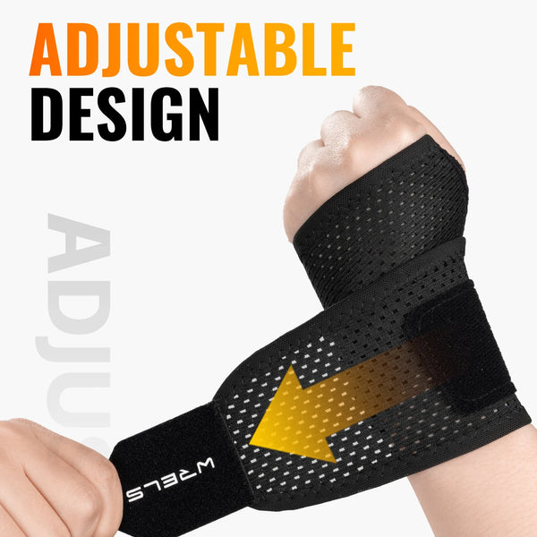 WRELS Wrist Brace Compression Wrist Support Breathable Carpal Tunnel Pain Relief Sports Workout Adjustable Fitness Wristband
