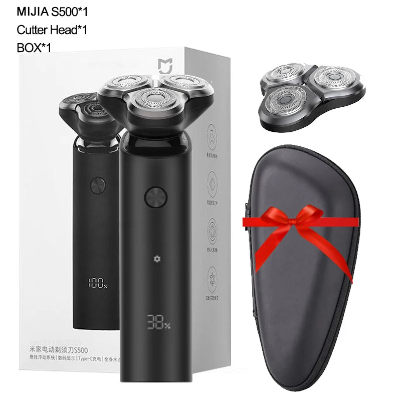 ម៉ាស៊ីនកោរសក់អគ្គិសនី MIJIA S500 ម៉ាស៊ីនកោរសក់អគ្គិសនី កាំបិតបីជាន់ សម្រាប់បុរស កោរសក់ស្ងួត កោរសក់សើម បោកគក់បាន ម៉ាស៊ីនកាត់សក់ពុកចង្ការ